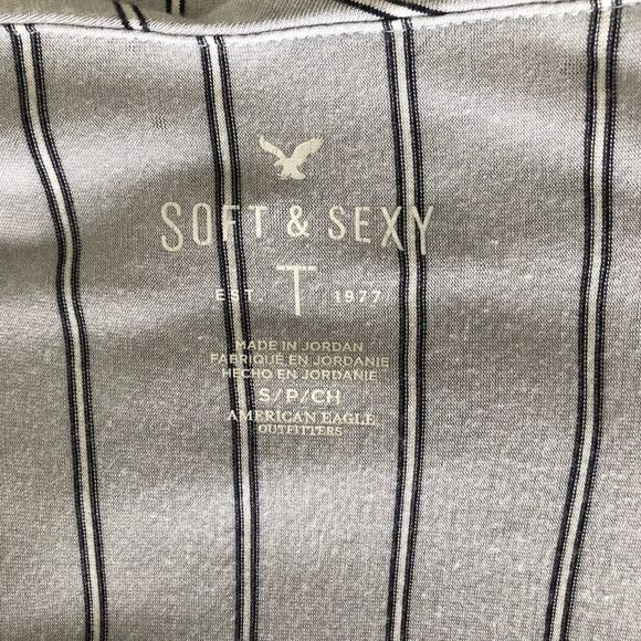 American Eagle Off Shoulder Soft Striped Tank Sm - Picture 7 of 7